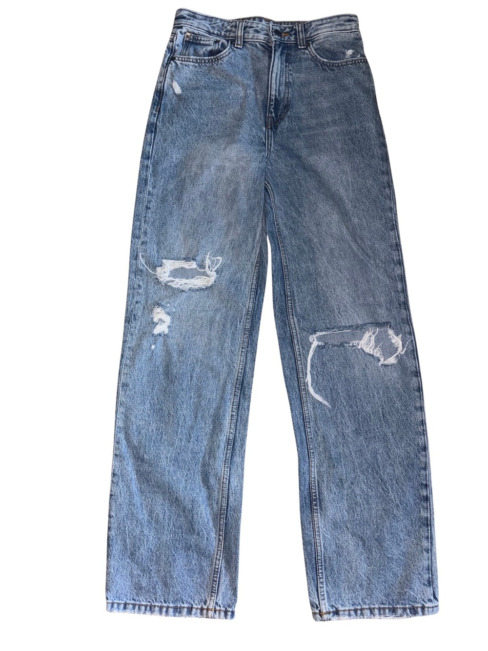 Zara Women's Distressed Wide-Leg Jeans